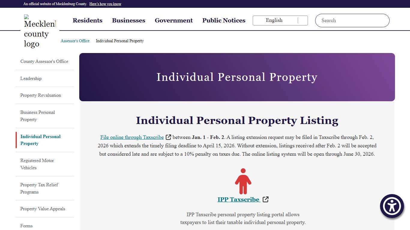 Individual Personal Property Assessor's Office